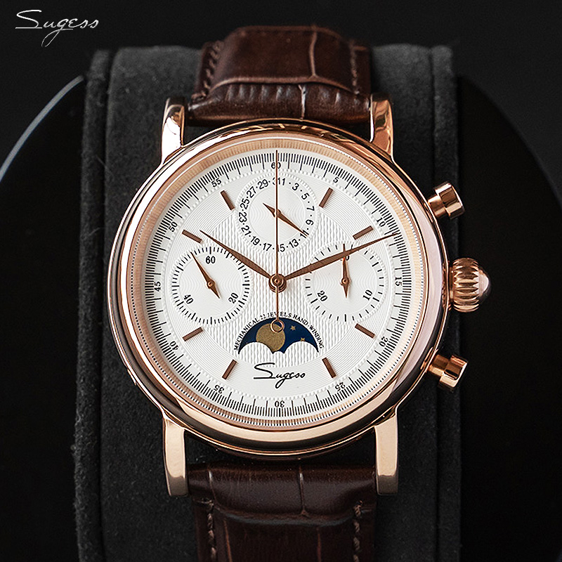 Moonphase Complication Watch - Sugess orologio meccanico da uomo originale