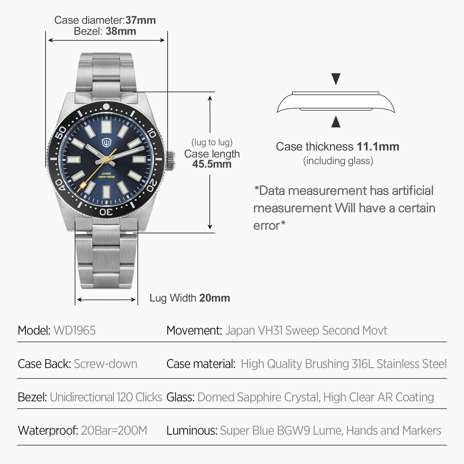 Watchdives 37Mm WD1965 V2 Orol - Luxury Watch Business recensione e prezzo