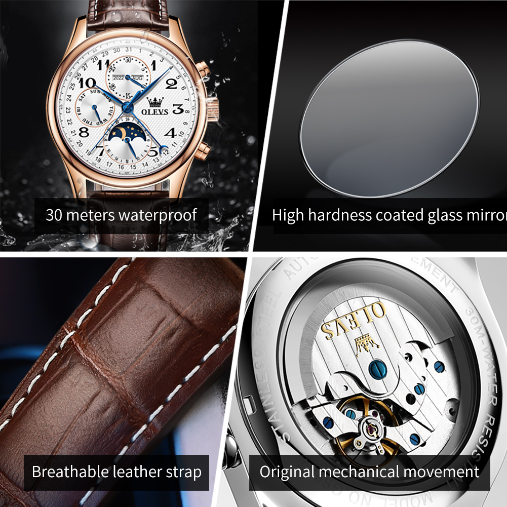 OLEVS 6667 Orologio Meccanico  - Moonphase Complication Watch recensione e prezzo